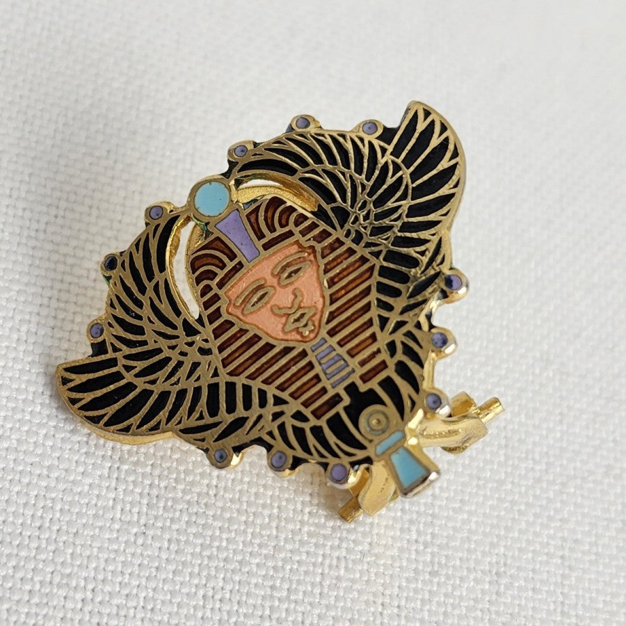 Vintage Pharaoh Egypt Brooch & Earring Set