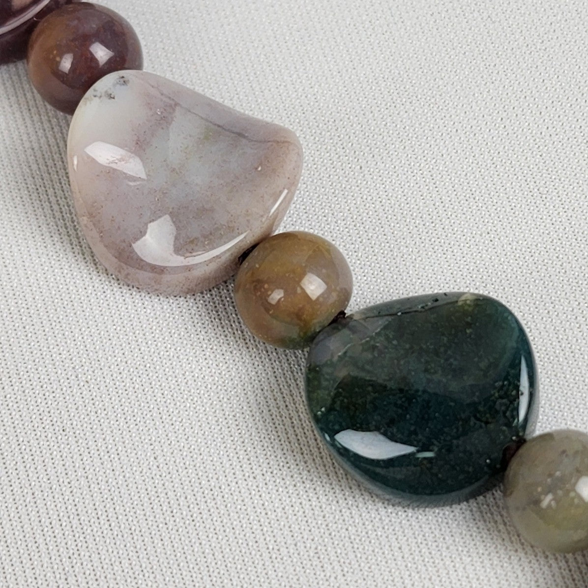 Polished Natural Stone Purple & Green Beaded Necklace