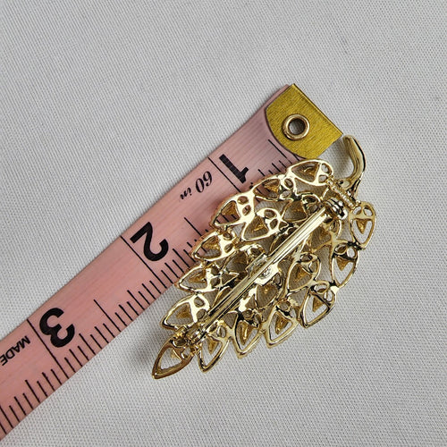 Vintage Gerry's Leaf Brooch White Gold Enamel