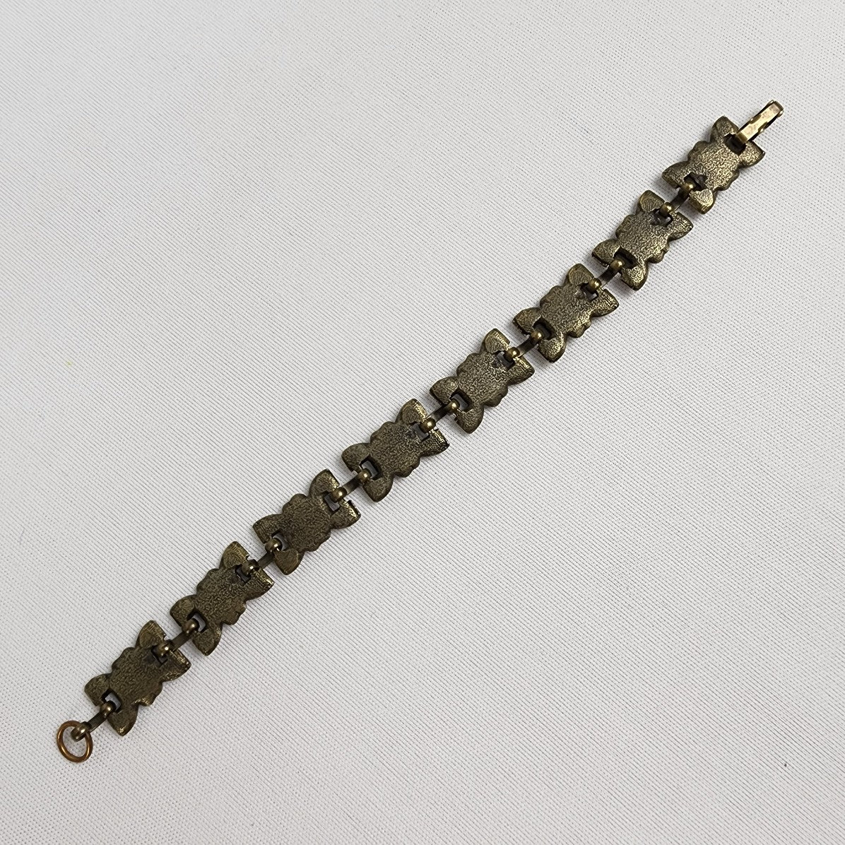 Bronze Rhinestone Flower Link Bracelet