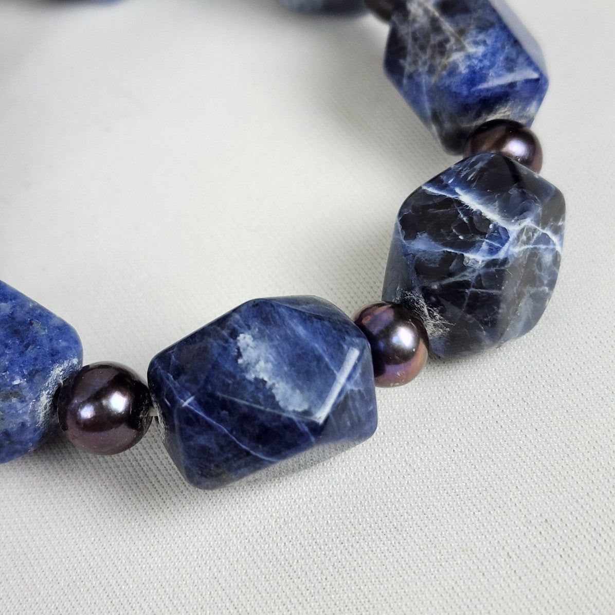 Polished Natural Blue Stone Bracelet Stretch