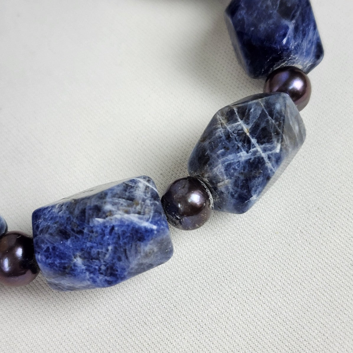 Polished Natural Blue Stone Bracelet Stretch