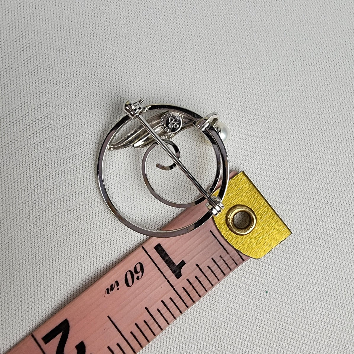 DCE Douglas C Eaton 14kt GF Pearl Silver Tone Brooch