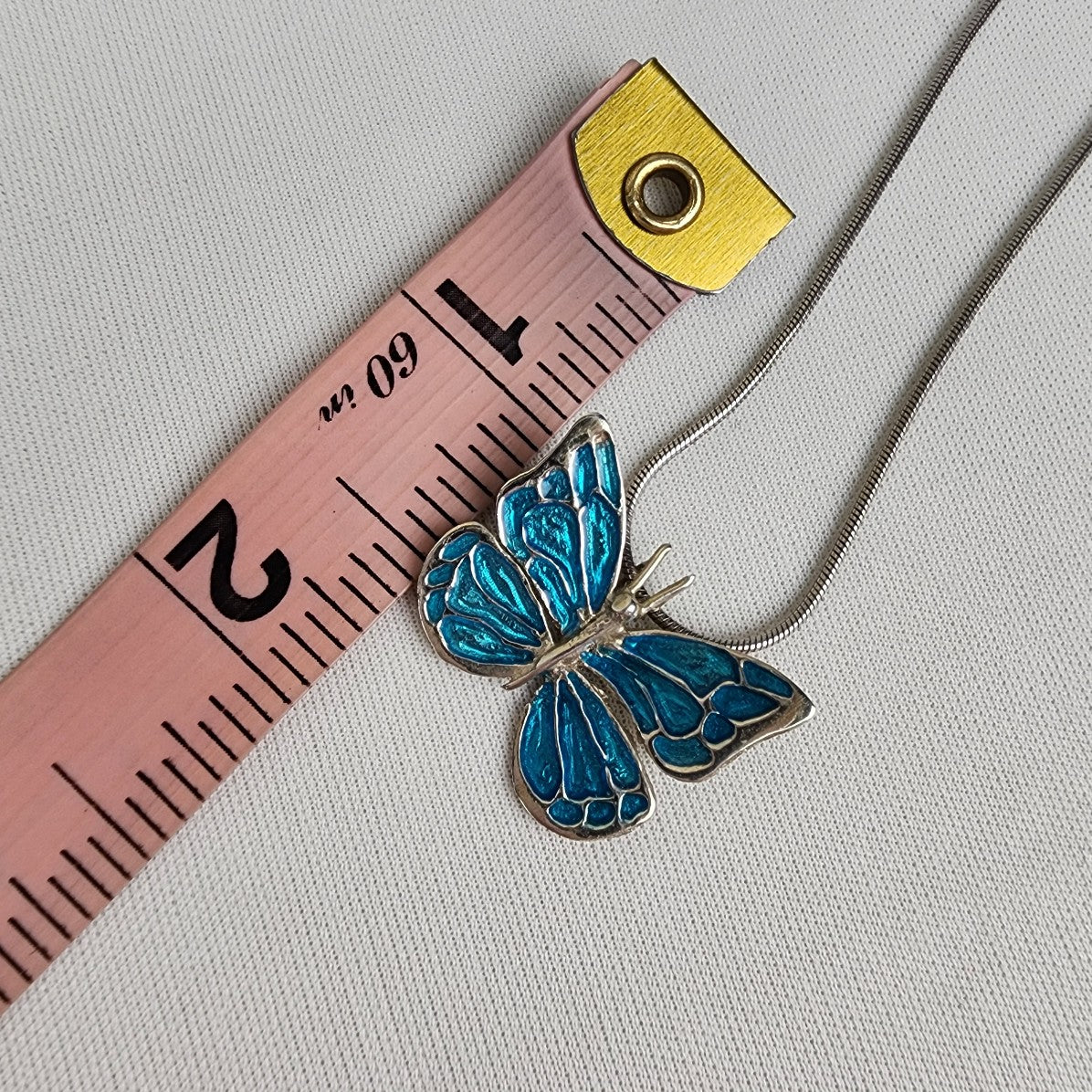 ARZ 925 Sterling Blue Butterfly Pendant Chain Necklace