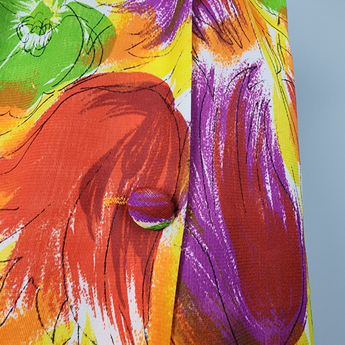 Vintage Handmade Bright Floral Button Up Maxi Skirt Size S