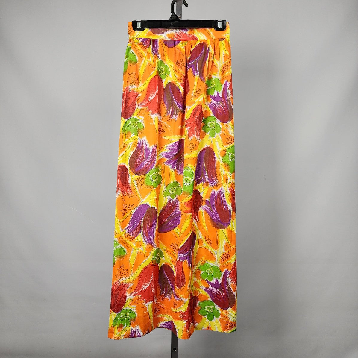 Vintage Handmade Bright Floral Button Up Maxi Skirt Size S