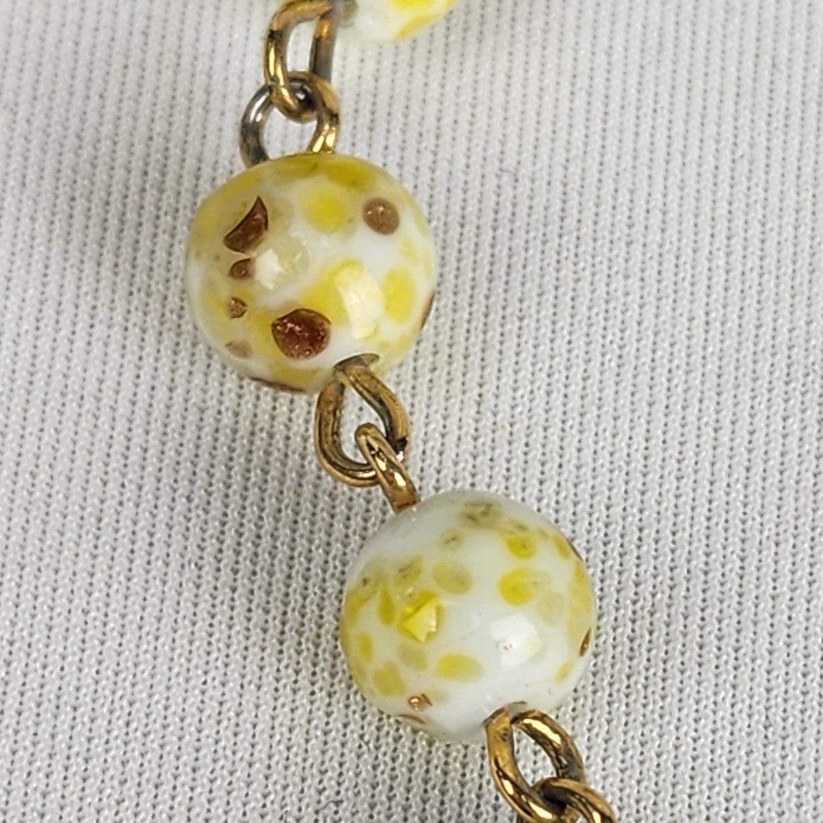 Vintage Yellow Glass Beaded Collar Necklace