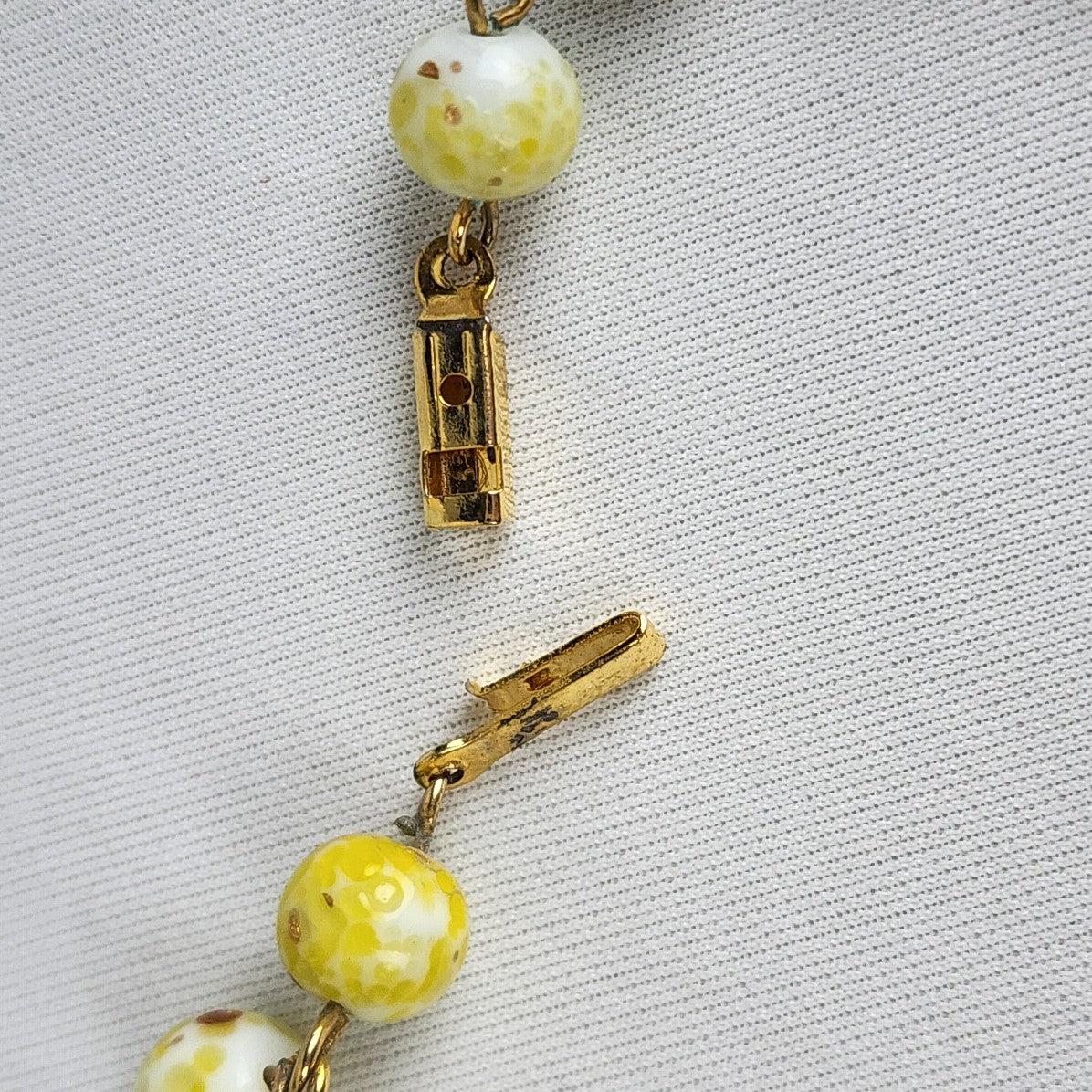 Vintage Yellow Glass Beaded Collar Necklace