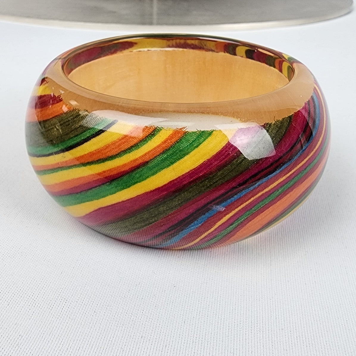 Striped Swirl Resin Oversized Bangle Bracelet