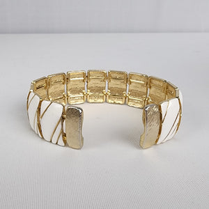 Vintage White Enamel Metal Cuff Bracelet
