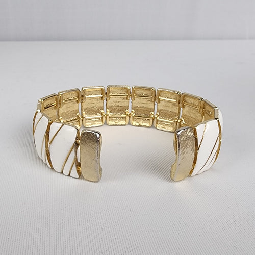 Vintage White Enamel Metal Cuff Bracelet