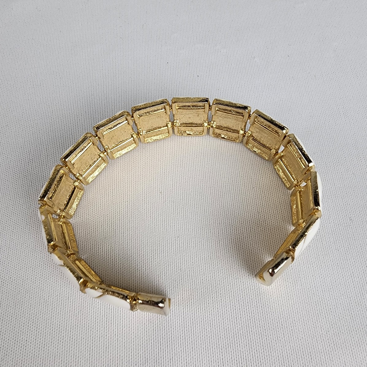 Vintage White Enamel Metal Cuff Bracelet