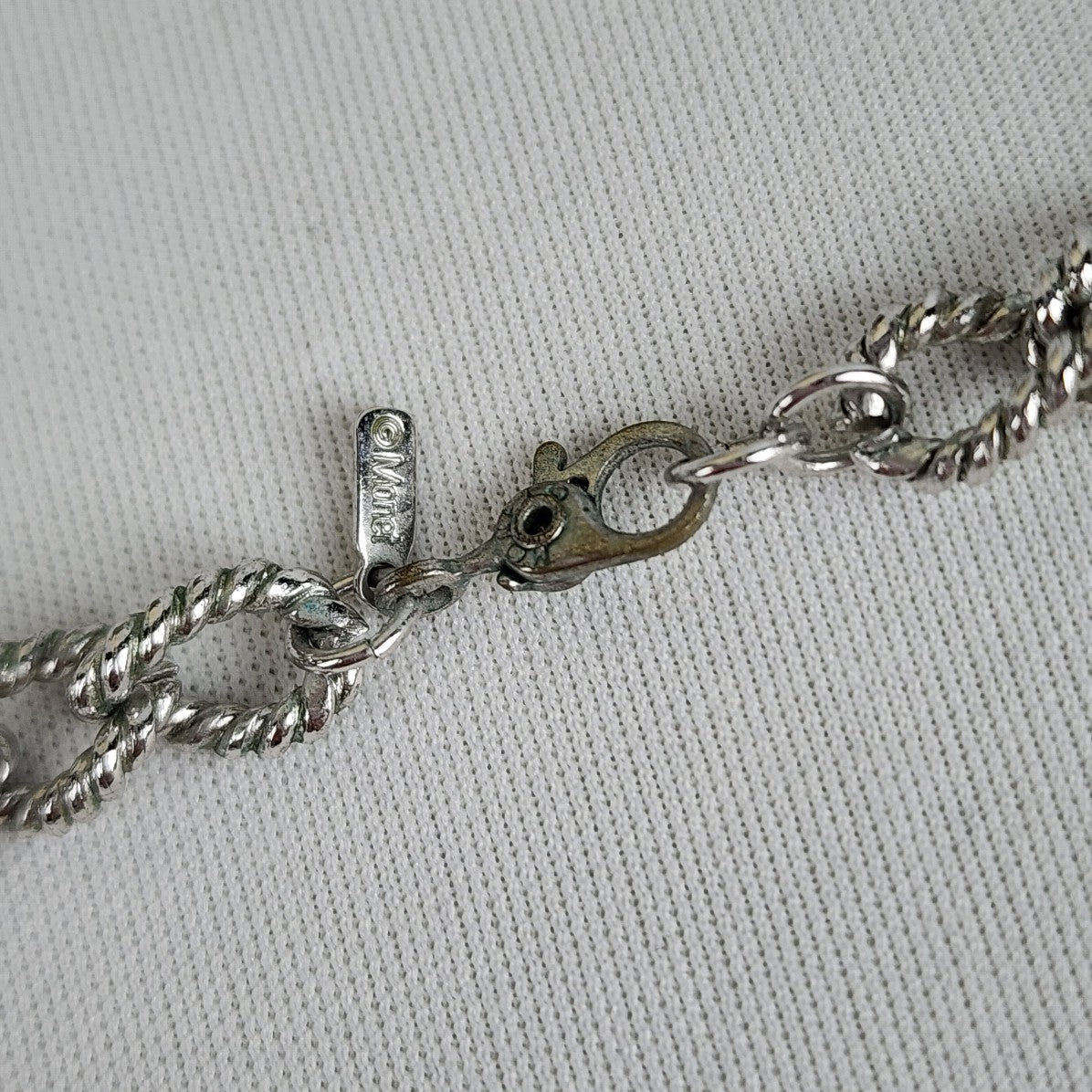 Vintage Monet Silver Tone Bib Chain Necklace