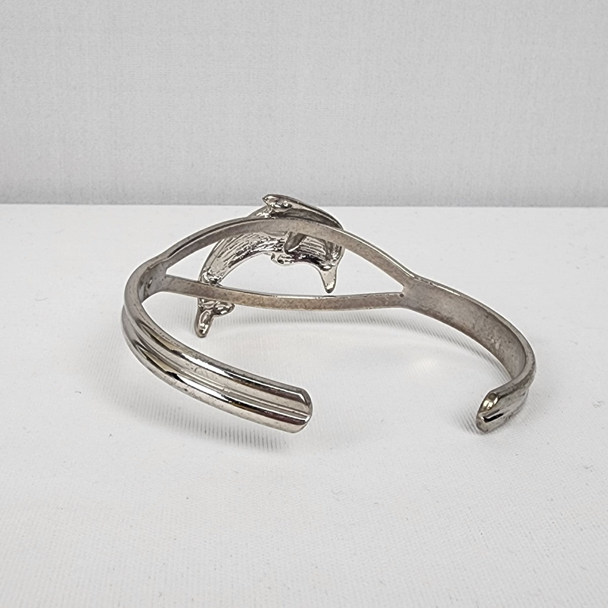Silver Blue Dolphin Bangle Bracelet