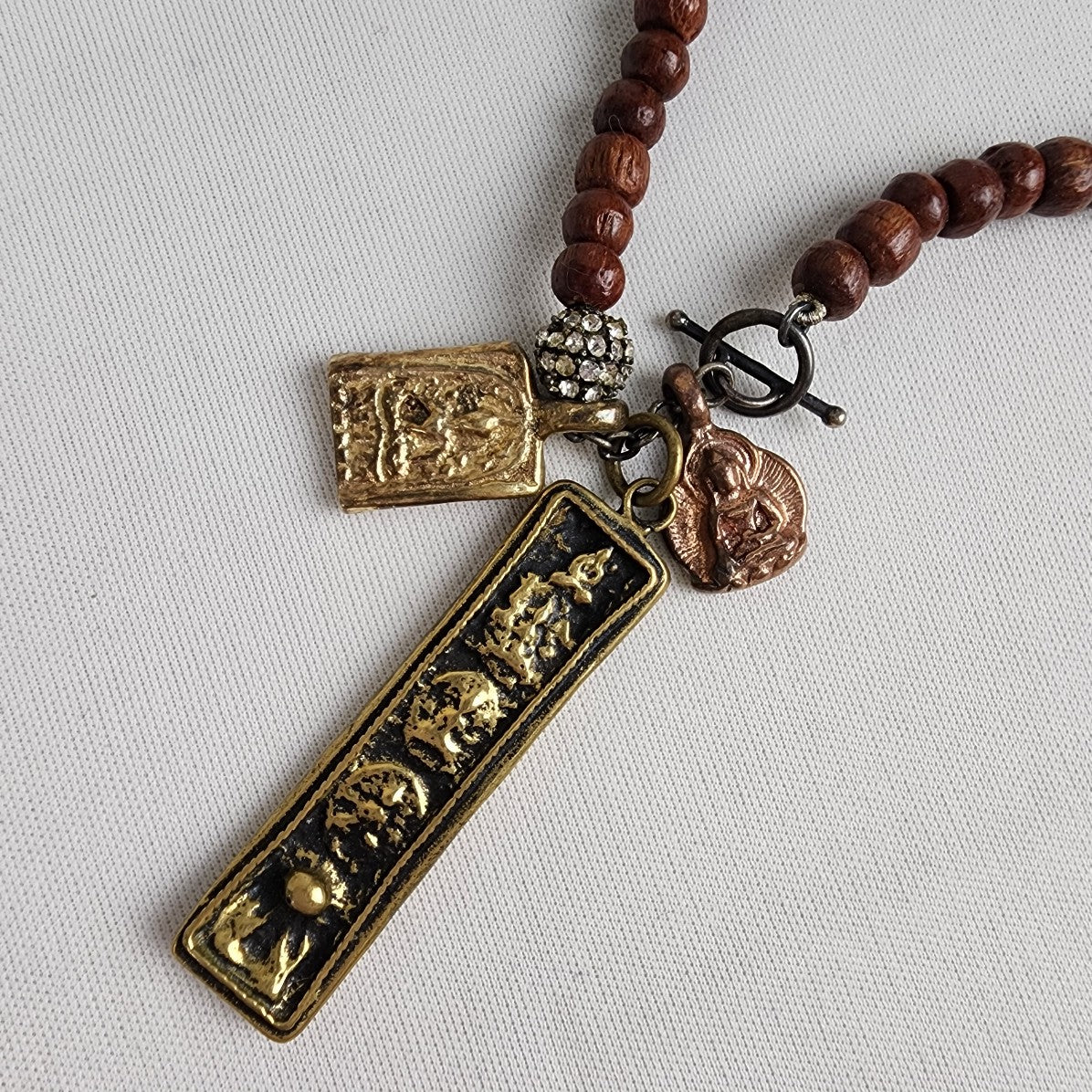 Brown Bead Buddha Long Necklace