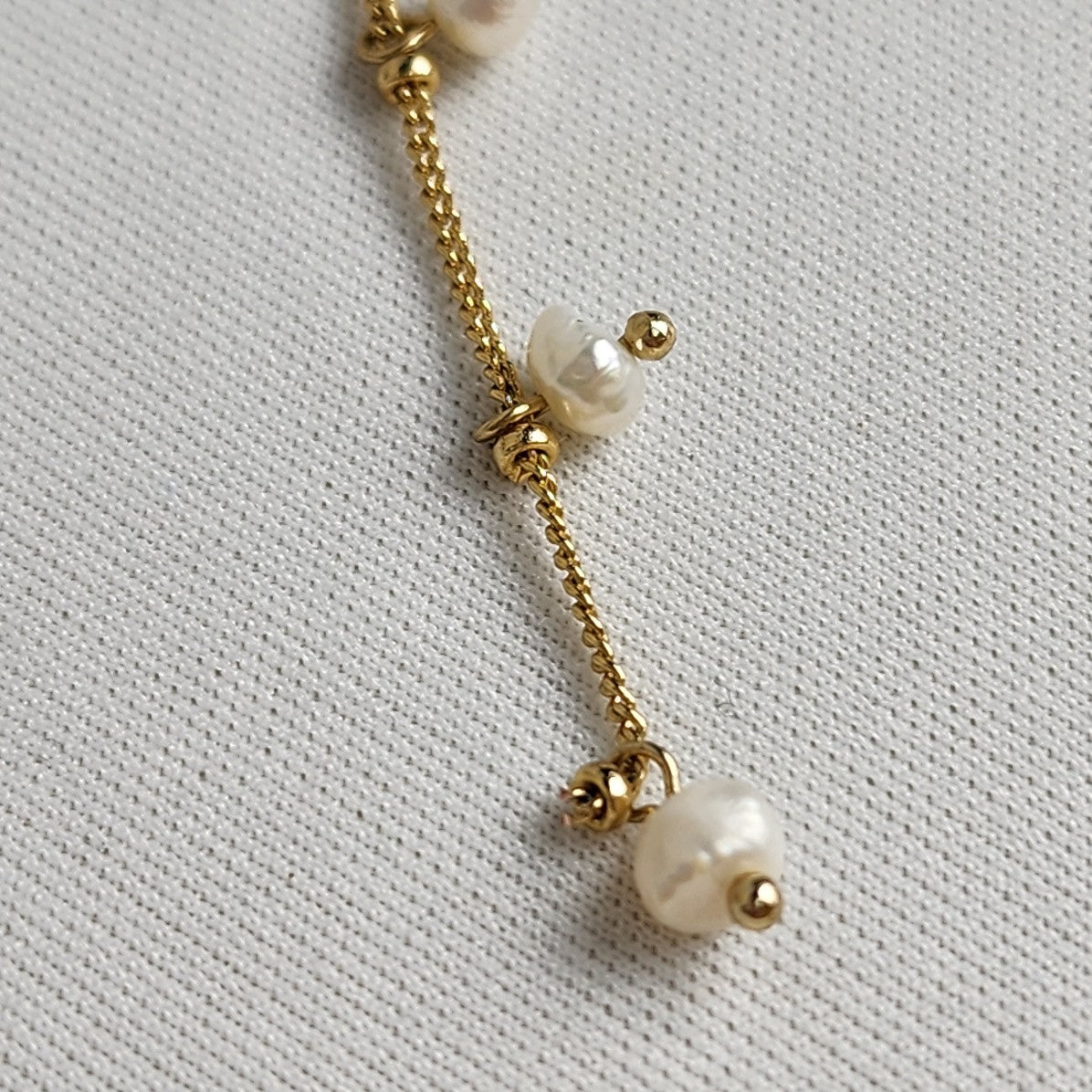 Gold Tone Faux Pearl Dainty Y Necklace