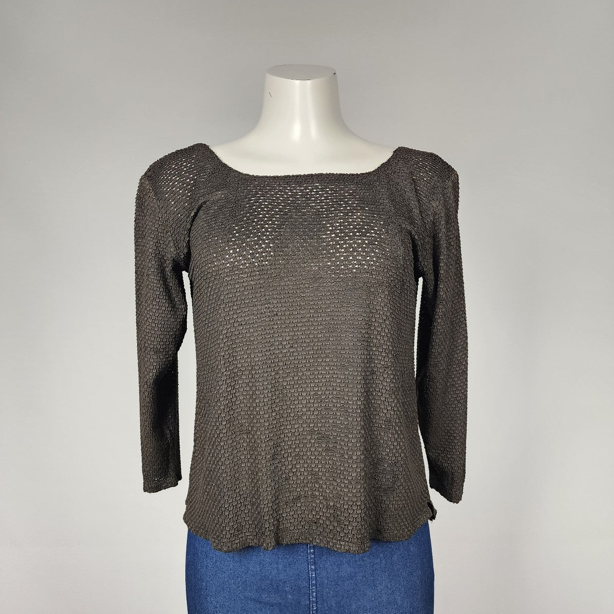 Vintage Brown Long Sleeve Boat Neck Top Size M