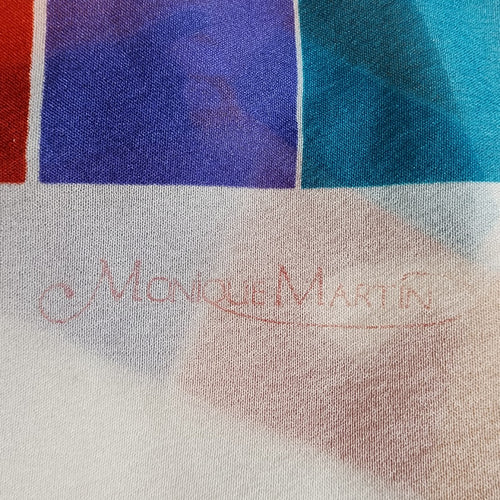 Vintage Monique Martin Colorful Flower Printed Scarf