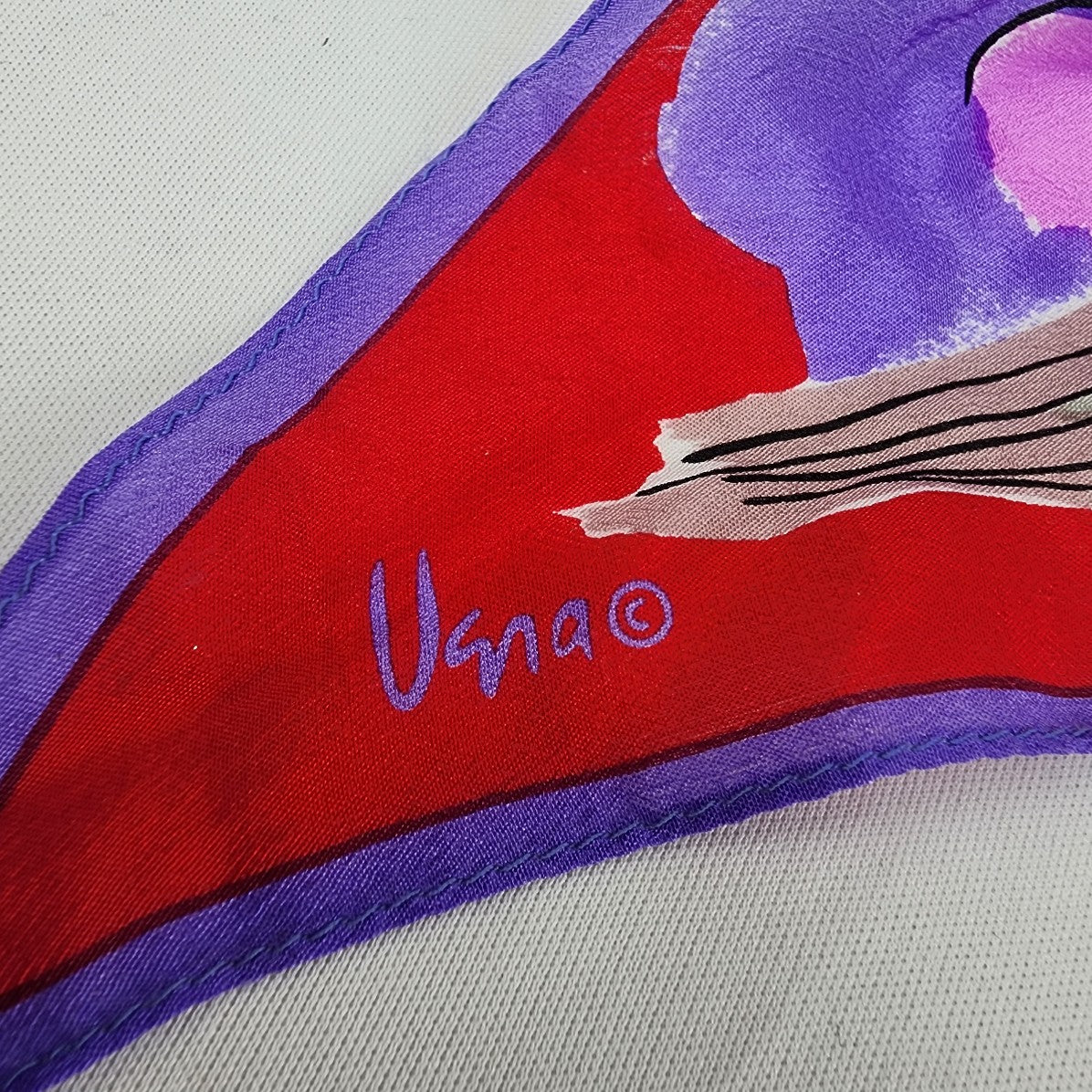 Vintage Usna Purple & Red Floral Silk Scarf