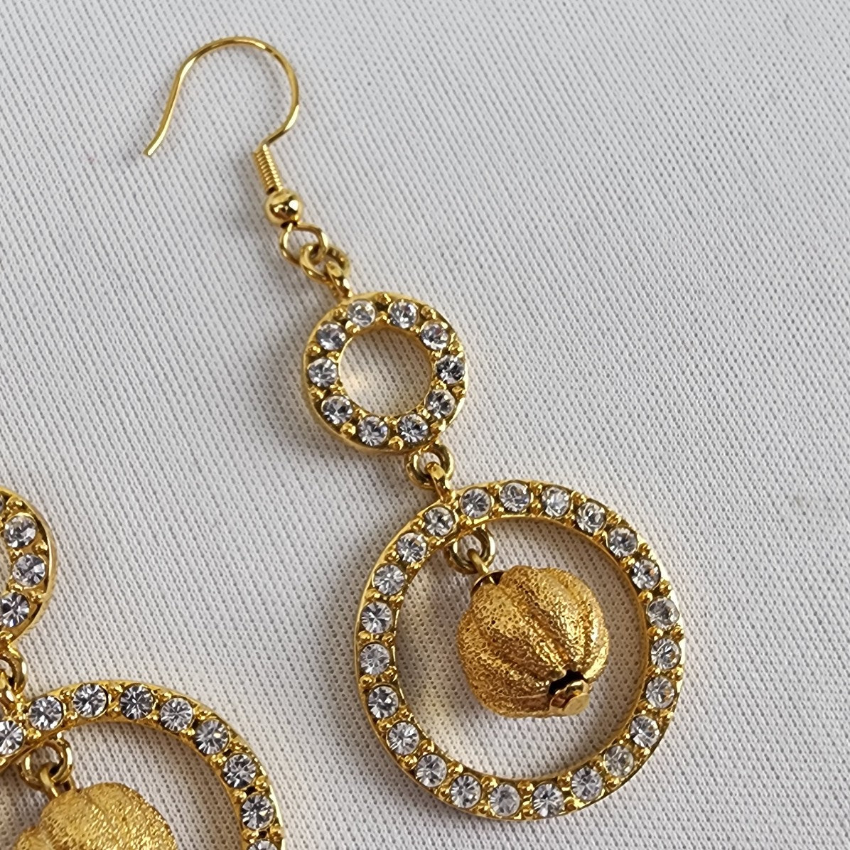 Butler Gold Double Drop Rhinestone Hook Earrings