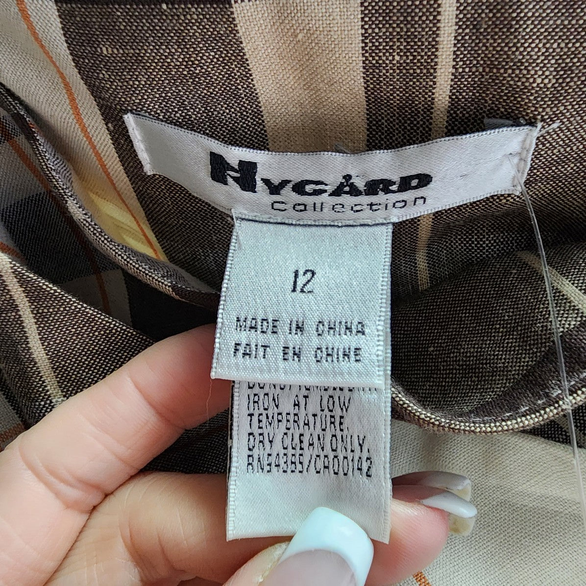 Nygard Brown Plaid Asymmetrical Wrap Skirt Size 12