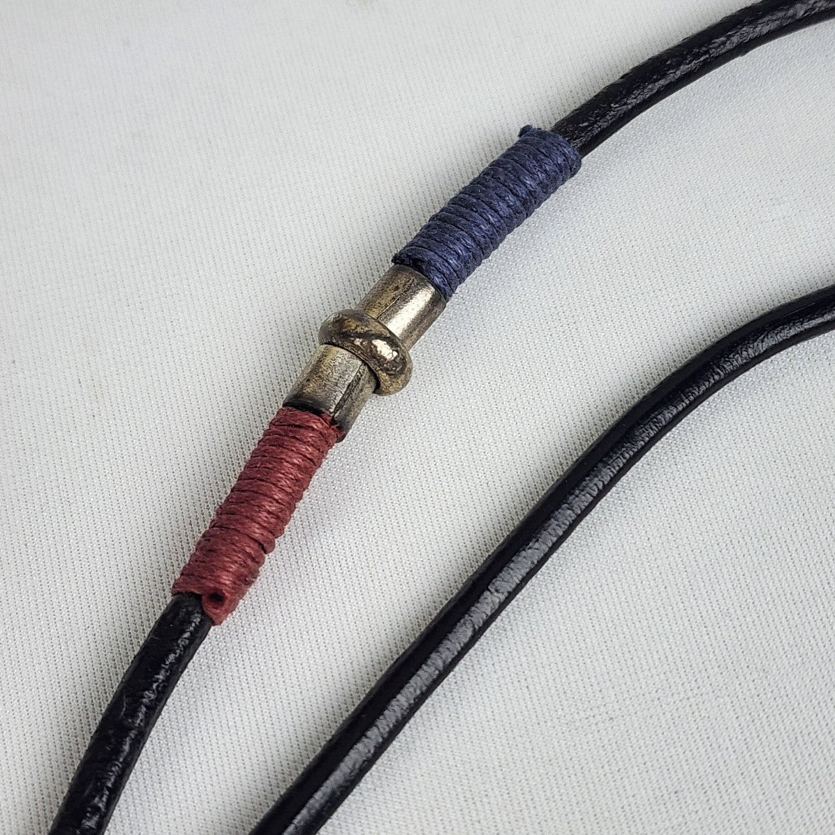 Silver Tone Oval Pendant Black Cord Necklace