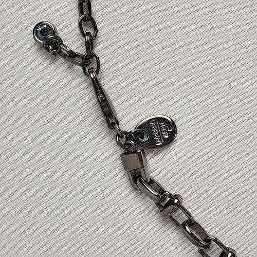 Dyrberg Kern Blue Glass Charm Black Chain Necklace