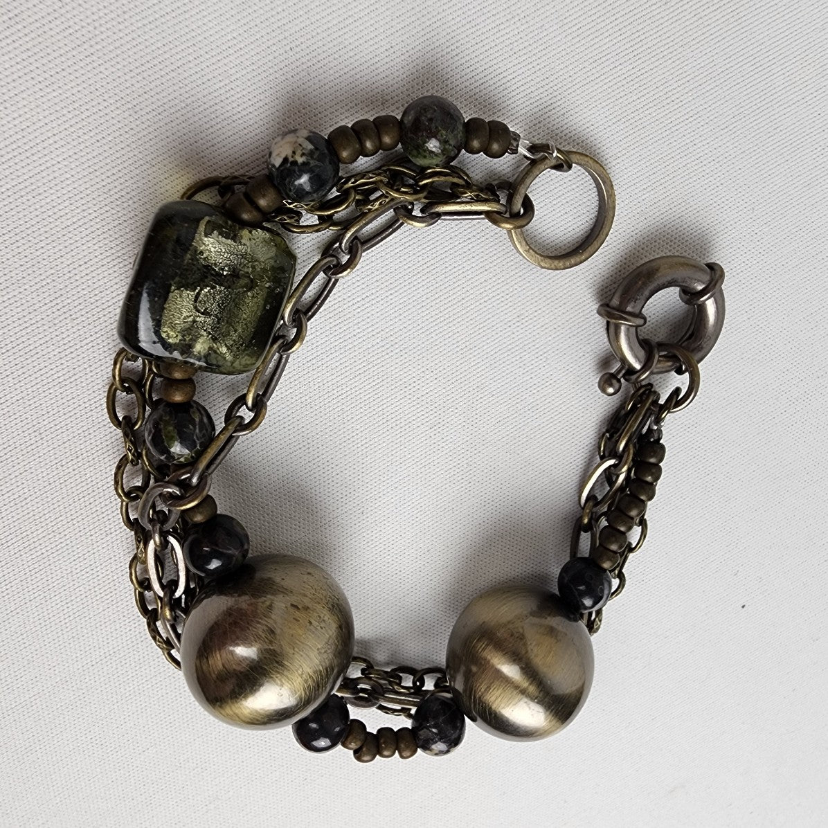 Dyrberg Kern Bronze & Black Stone Beaded Bracelet