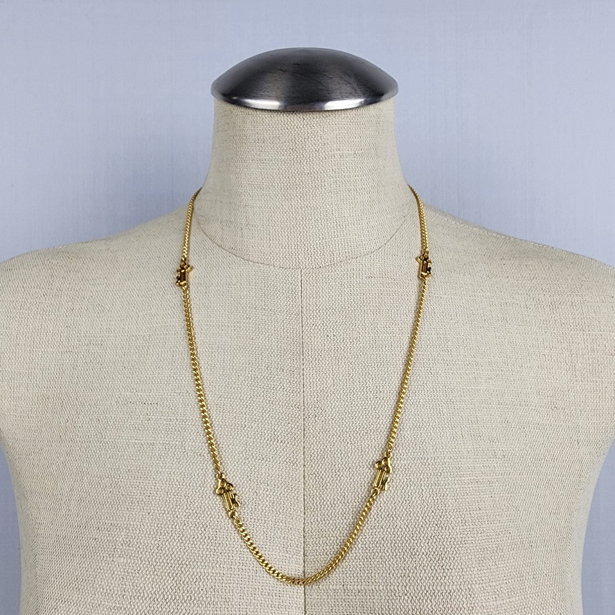 Vintage Gold Tone Chain Key Necklace