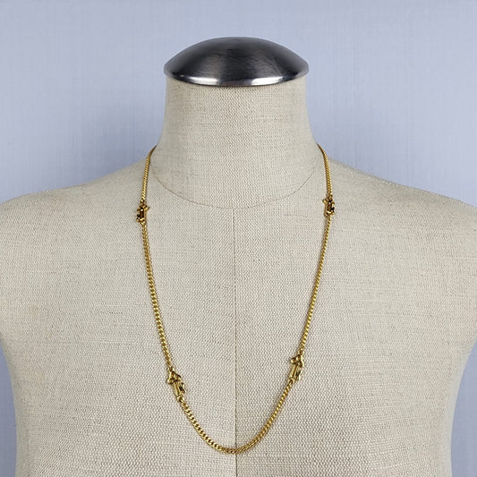 Vintage Gold Tone Chain Key Necklace