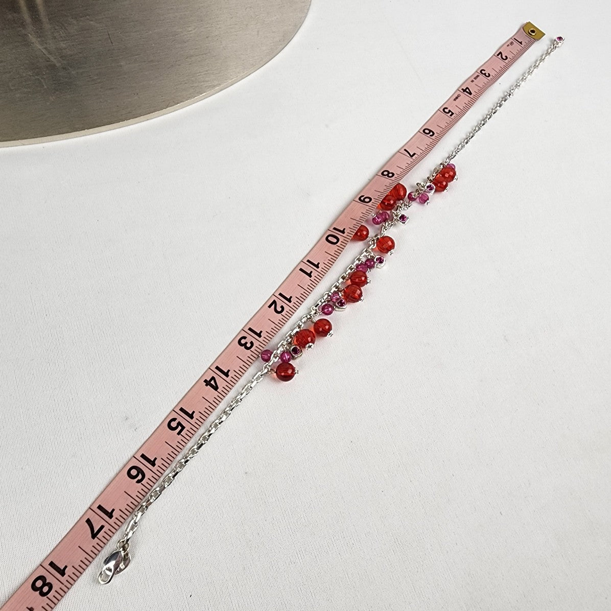 Dyrberg Kern Silver Tone Red & Pink Beaded Chime Necklace