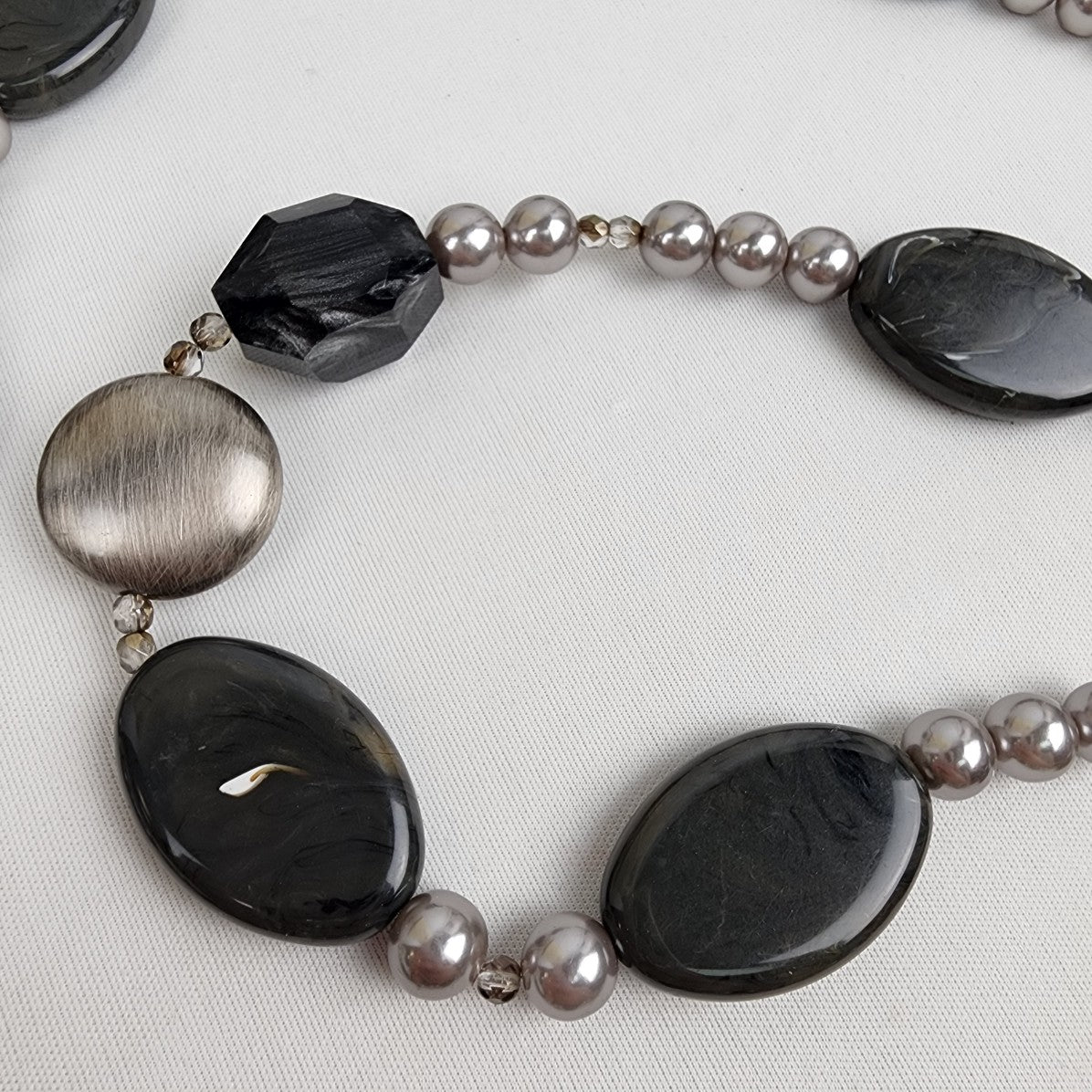 Dyrberg Kern Silver & Black Beaded Long Necklace