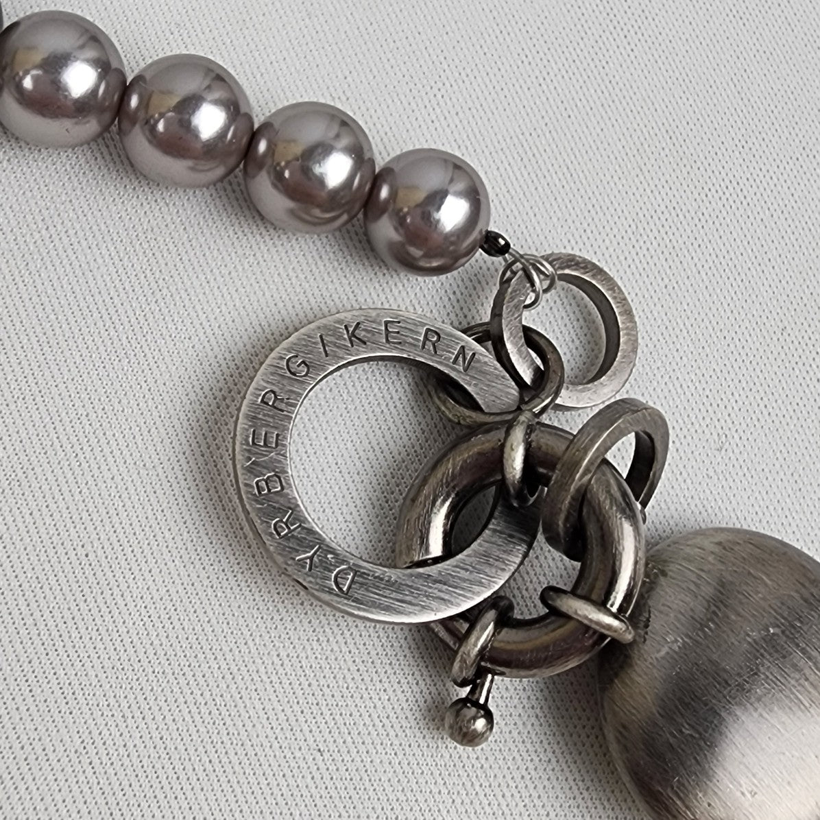 Dyrberg Kern Silver & Black Beaded Long Necklace