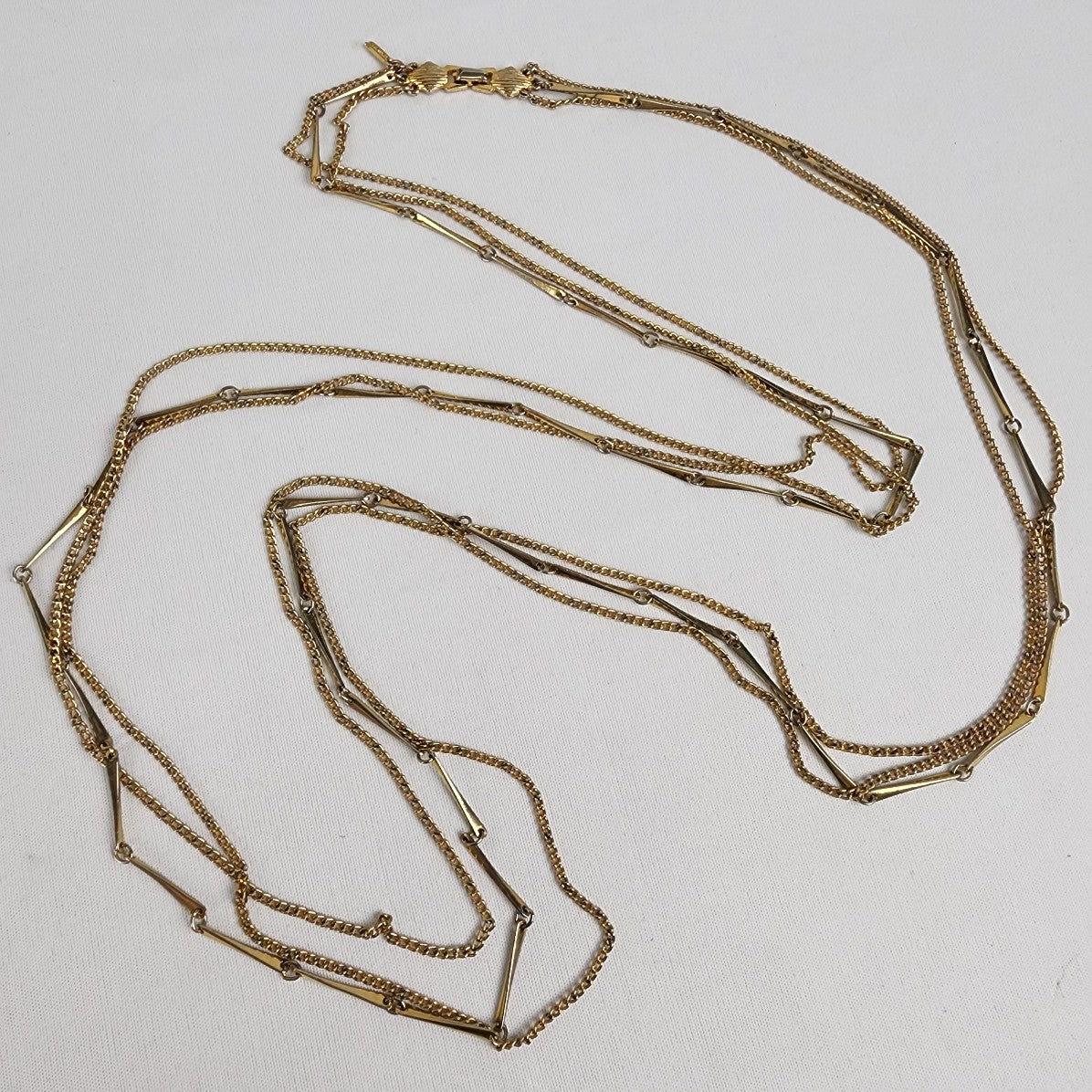 Vintage D'Orlan Gold Tone Layered Long Chain Necklace