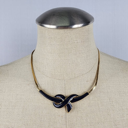 Vintage HA Vendome Navy & Gold Collar Necklace