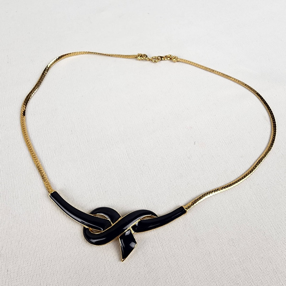 Vintage HA Vendome Navy & Gold Collar Necklace