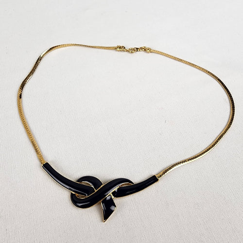 Vintage HA Vendome Navy & Gold Collar Necklace