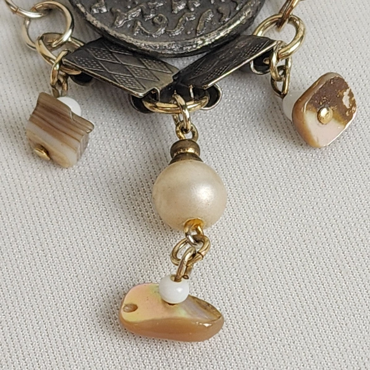 Vintage Silver & Gold Beaded Brooch