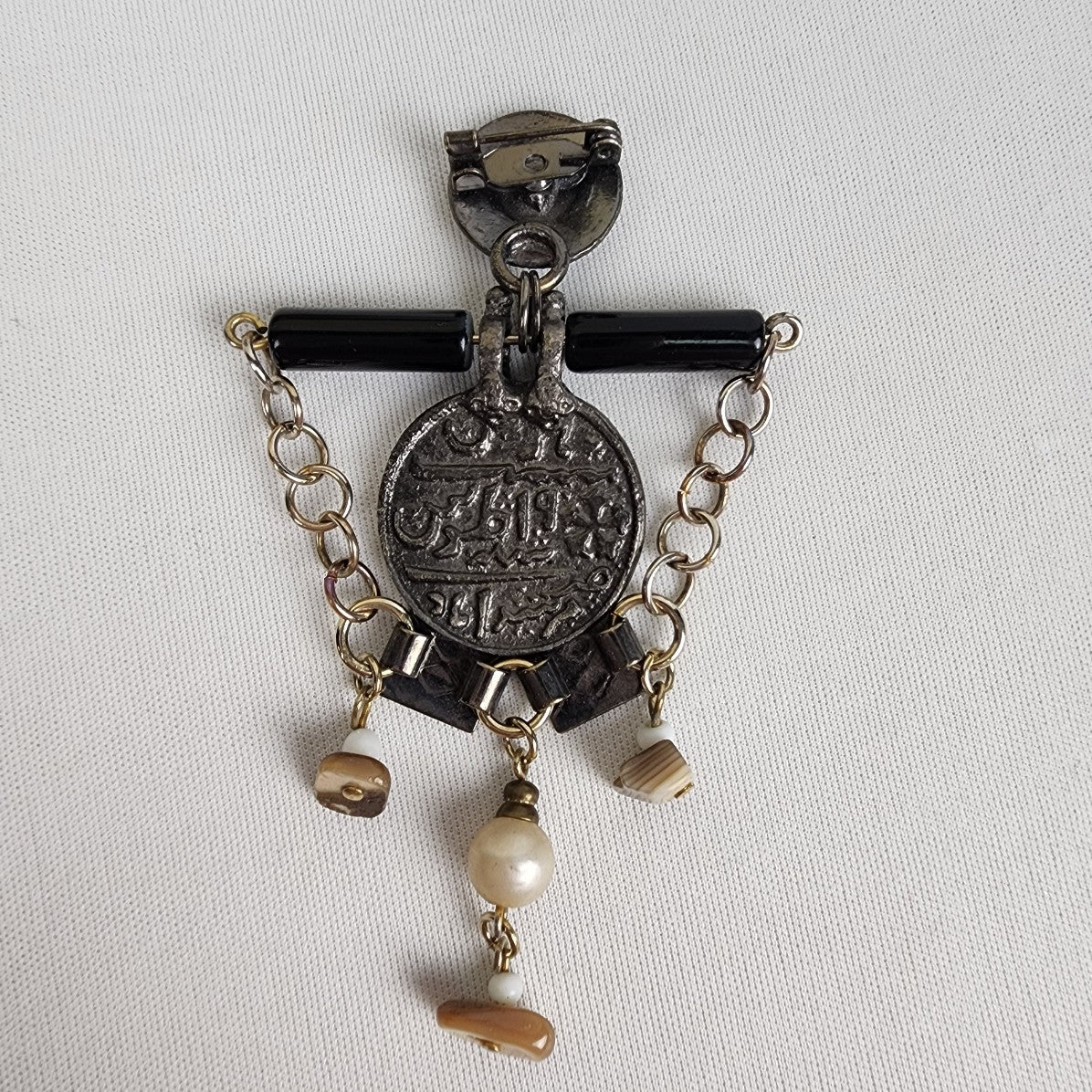 Vintage Silver & Gold Beaded Brooch