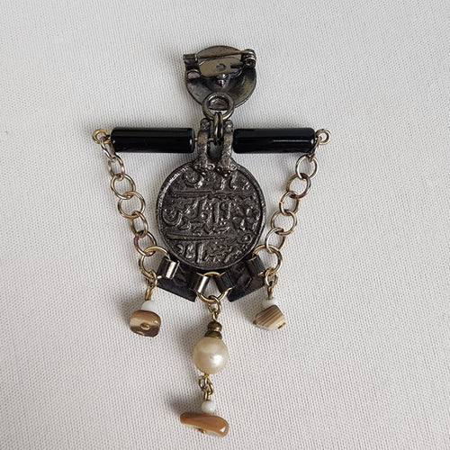 Vintage Silver & Gold Beaded Brooch