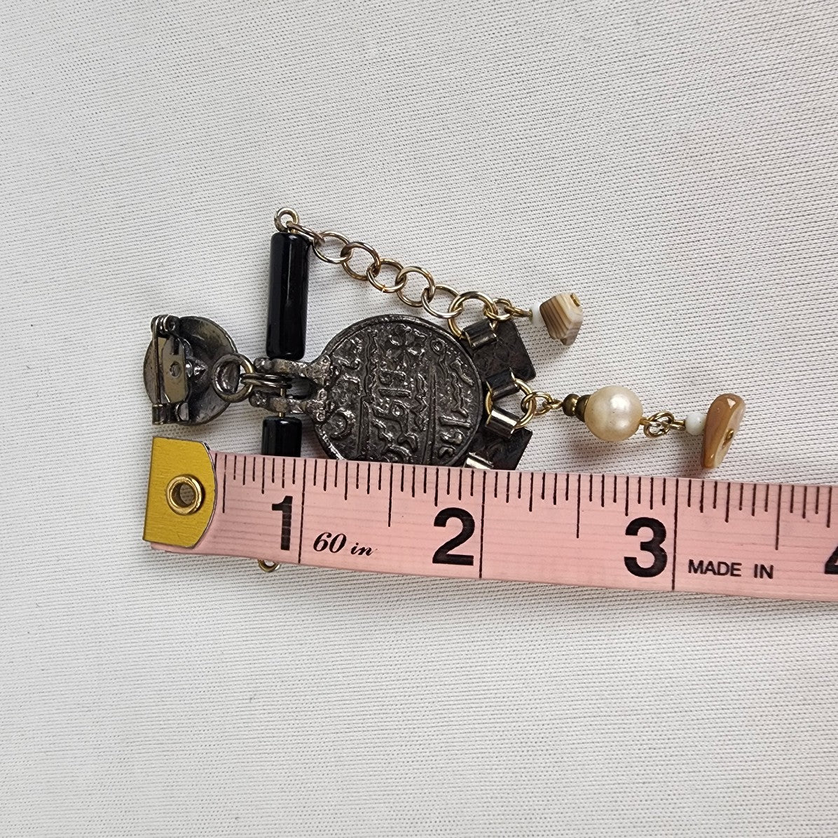 Vintage Silver & Gold Beaded Brooch