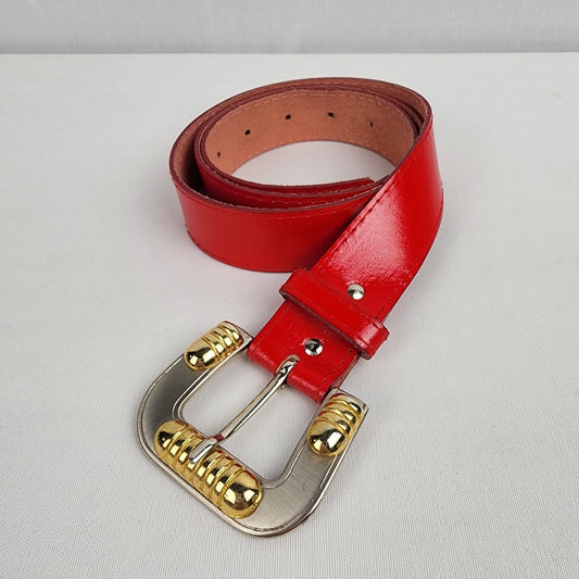 Vintage Accessories by Rae Red Leather Belt Size M