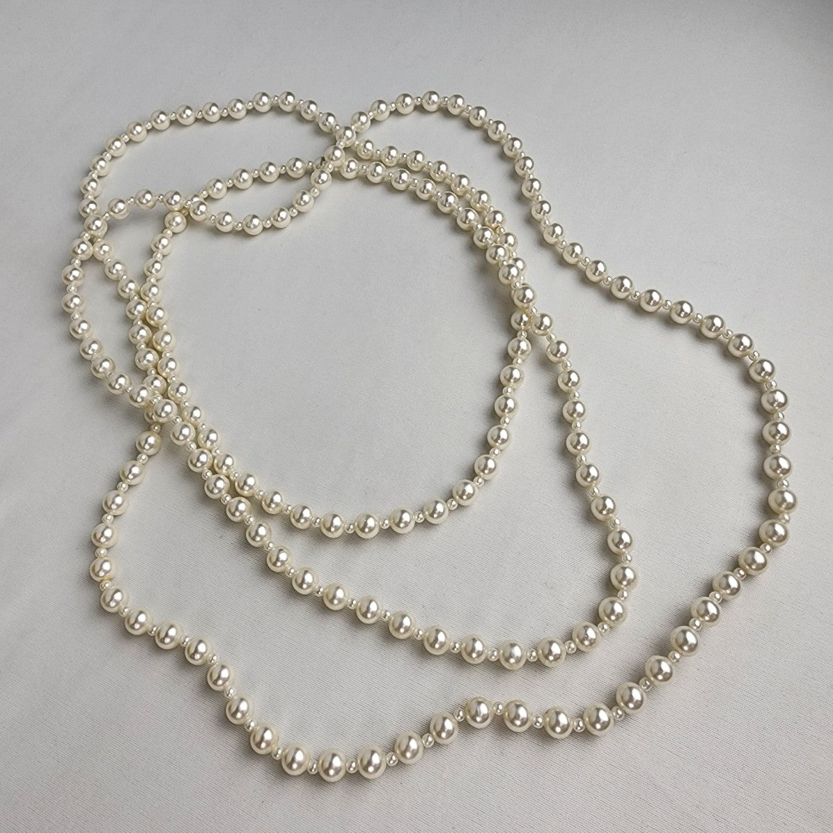 Vintage Cream Faux Pearl Long Necklace