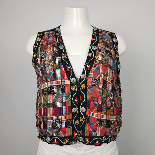 Vintage Jou jou Patchwork Button Up Vest Size M