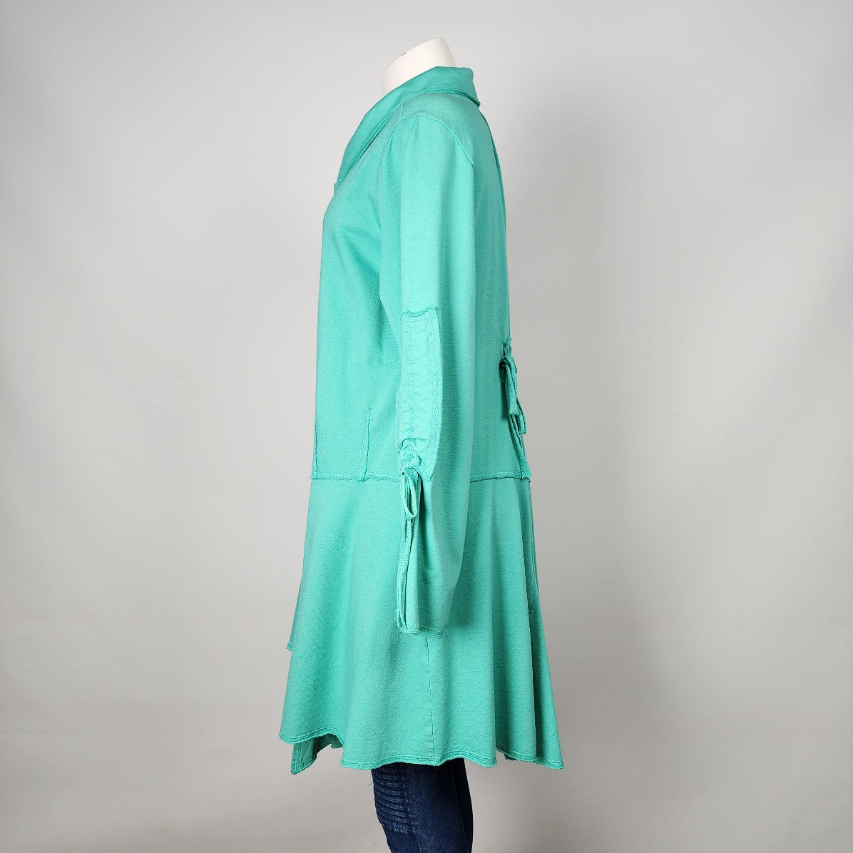 Teal Green Jersey Collared Button Up light Jacket Size L