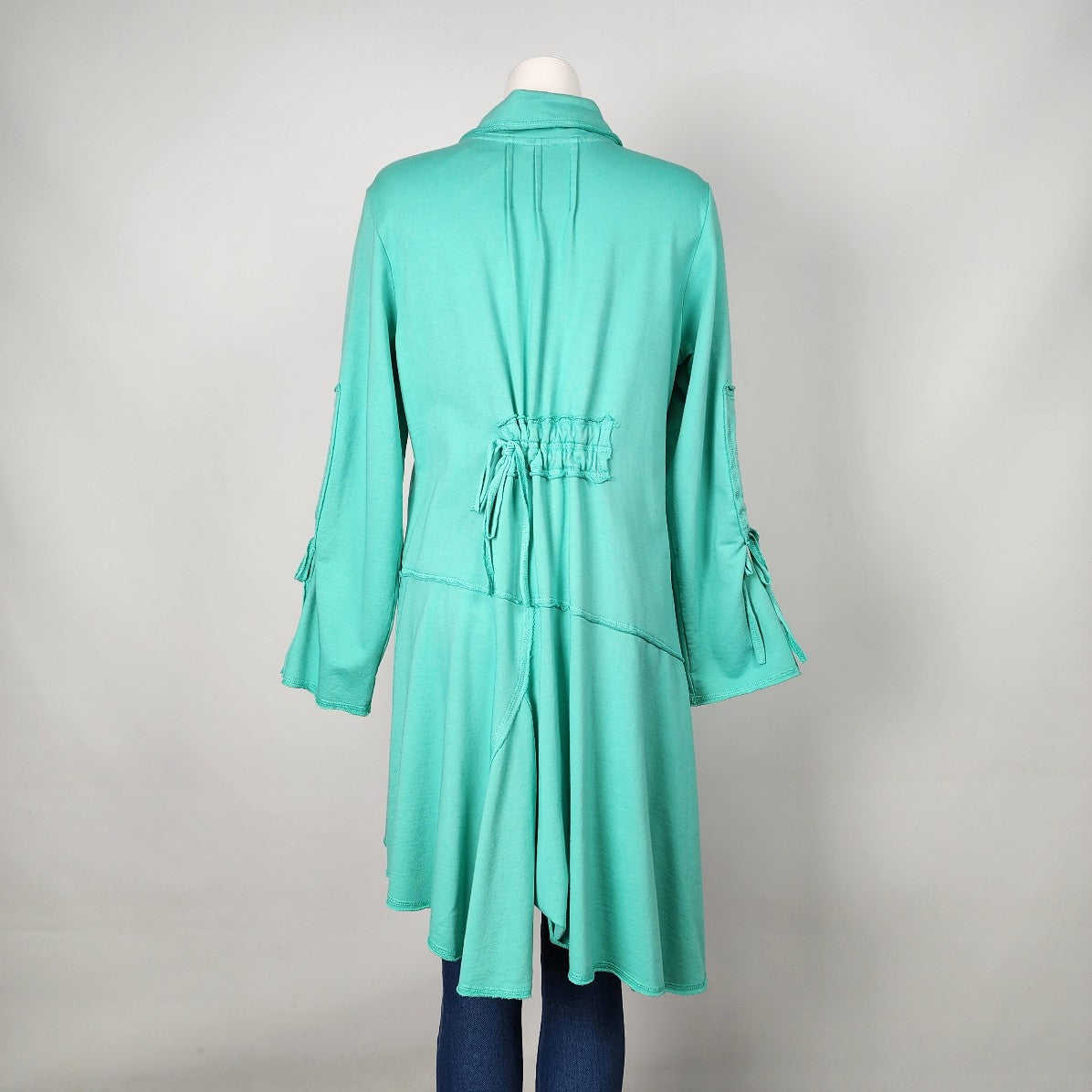 Teal Green Jersey Collared Button Up light Jacket Size L