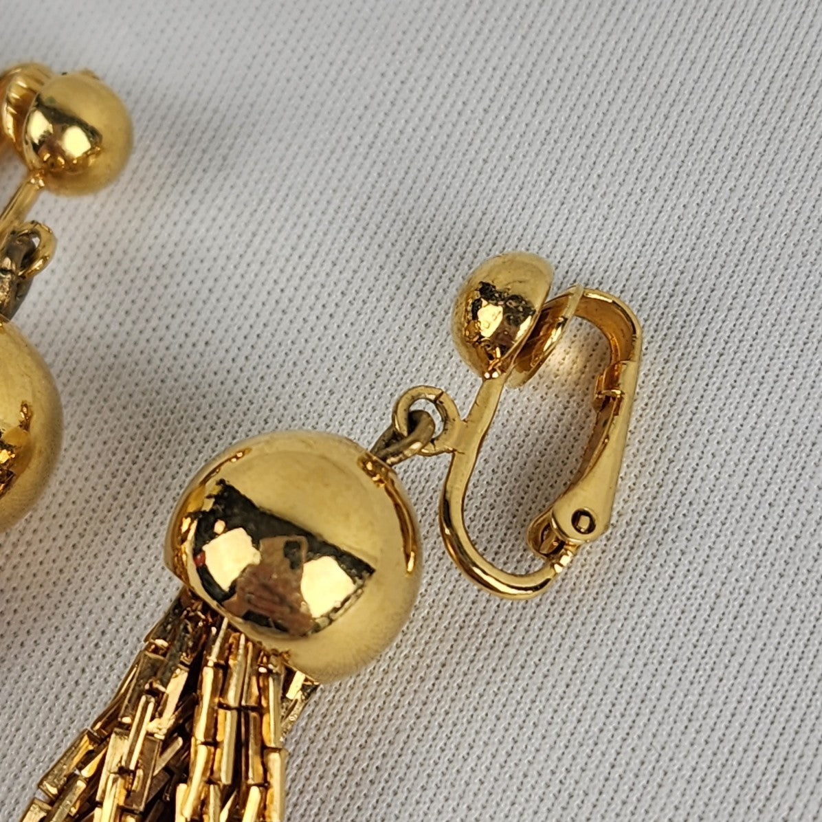 Vintage Gold Tone Tassel Clip-On Earrings
