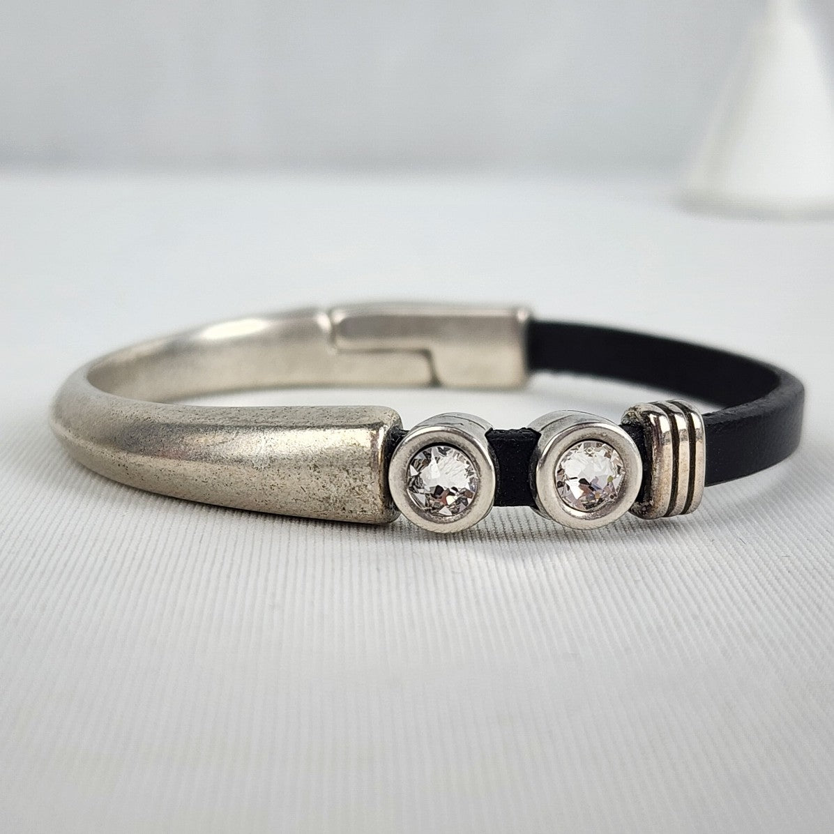 My Wristy Business Sterling Silver & Black Magnetic Cuff Bracelet