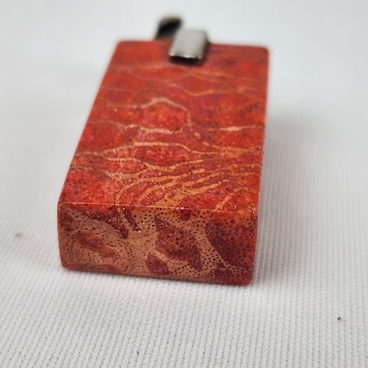 Red Coral Natural Stone Silver Necklace Pendant